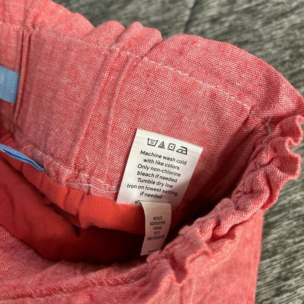 Draper James RSVP Linen Blend Paperbag Waist Shorts Coral Pink Tie Waist Size S - Picture 9 of 9